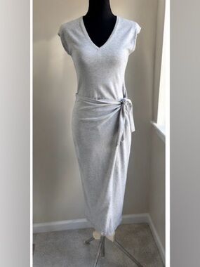 Express Heather Gray Side Tie Midi Dress - Size XS